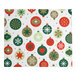 A rectangular sheet featuring a festive pattern of red, green, and gold Christmas ornaments with various designs on a white background.