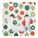 A square bakery box with a festive ornament pattern in red, green, and gold, featuring a clear window on the top.