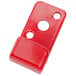 A red plastic Buckeye wall bracket with holes.