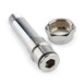 A stainless steel pipe and nut.