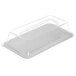 A white melamine food pan with a clear lid.
