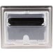 A clear plastic case with a black rectangular object inside.