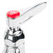 A T&S aluminum pet grooming faucet with a red button.
