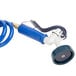 A blue hose with a blue handle and a blue tube.