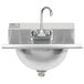 A stainless steel Eagle Group hand sink with a gooseneck faucet.