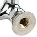 A T&S chrome plated pet grooming faucet with a metal nozzle and coiled hose.