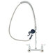 A chrome T&S pet grooming faucet with hose.