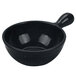 A black Tablecraft soup bowl with handle.