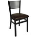 BFM Seating 2161CDBV-SB Polk Sand Black Steel Side Chair with 2" Dark Brown Vinyl Seat Main Thumbnail 1