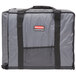 A Rubbermaid gray insulated food pan carrier with black straps.