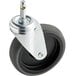 A Choice black and chrome swivel caster with a metal wheel and screw.