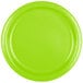 A close-up of a Creative Converting Fresh Lime Green paper plate.