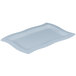 A gray rectangular cast aluminum serving platter with a wavy edge.