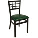 BFM Seating 2163CGNV-SB Marietta Sand Black Steel Side Chair with 2" Green Vinyl Seat Main Thumbnail 1
