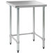 A white rectangular Eagle Group stainless steel work table with a metal base.