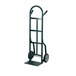 A green Harper steel hand truck with solid rubber wheels.