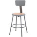 National Public Seating 6224B 24" Gray Round Hardboard Lab Stool with Adjustable Backrest Main Thumbnail 1