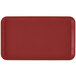 A red rectangular Cambro fiberglass tray with a white border.
