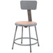 National Public Seating 6218B 18" Gray Round Hardboard Lab Stool with Adjustable Backrest Main Thumbnail 1