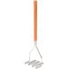 18" Chrome Plated Square-Faced Potato Masher with Wood Handle Main Thumbnail 2