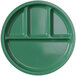 An Elite Global Solutions Autumn Green melamine round four compartment dish.