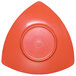 A red triangle shaped Elite Global Solutions melamine plate.