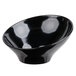 A close-up of a black Elite Global Solutions Pappasan melamine bowl with a black rim.