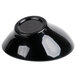 A black melamine bowl with a round base and slanted top.