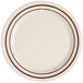 A white GET Ultraware round plate with brown stripes.
