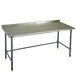 A metal Eagle Group work table with a stainless steel surface and open base.