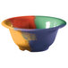 A white melamine bowl with colorful diamonds.