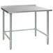 Eagle Group UT3060GTEB 30" x 60" Open Base Stainless Steel Commercial Work Table with 1 1/2" Backsplash Main Thumbnail 2