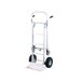 A Harper Mega Truck Junior hand truck with pneumatic wheels and a dual pin handle.