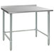 Eagle Group UT2460STEB 24" x 60" Open Base Stainless Steel Commercial Work Table with 1 1/2" Backsplash Main Thumbnail 2