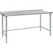 Eagle Group UT3072GTE 30" x 72" Open Base Stainless Steel Commercial Work Table with 1 1/2" Backsplash Main Thumbnail 2