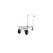 A close-up of the Harper dual pin handle wide body junior aluminum hand truck with wheels.