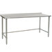 Eagle Group UT3684TE 36" x 84" Open Base Stainless Steel Commercial Work Table with 1 1/2" Backsplash Main Thumbnail 1