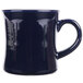 A close up of a cobalt blue CAC Venice Hartford mug with a handle.