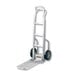 A silver Harper hand truck with solid rubber wheels and a nose extension.