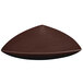 A chocolate brown triangular bowl with a speckled finish.