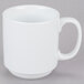 A CAC bright white Venice stacking mug with a white handle.