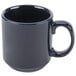 A black CAC cobalt blue Venice stacking mug with a handle.