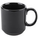 A black CAC Venice stacking mug with a handle.