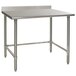An Eagle Group stainless steel open base work table with metal legs.