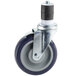 A set of four Eagle Group washable polymer casters with metal wheels and blue poly treads.