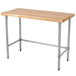 An Eagle Group wood top work table with a galvanized base.