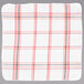 A white cloth with red and grey stripes.
