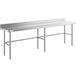 Regency 24" x 108" 16-Gauge 304 Stainless Steel Commercial Open Base Work Table with 4" Backsplash Main Thumbnail 3
