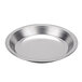 A silver Vollrath aluminum pie pan with a white background.