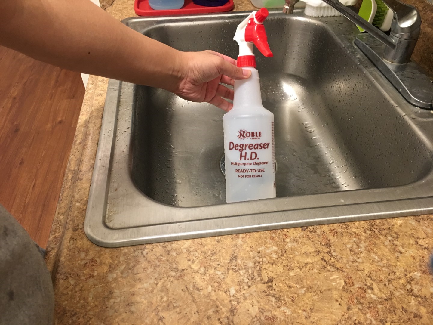 Sturdy labeled spray bottle